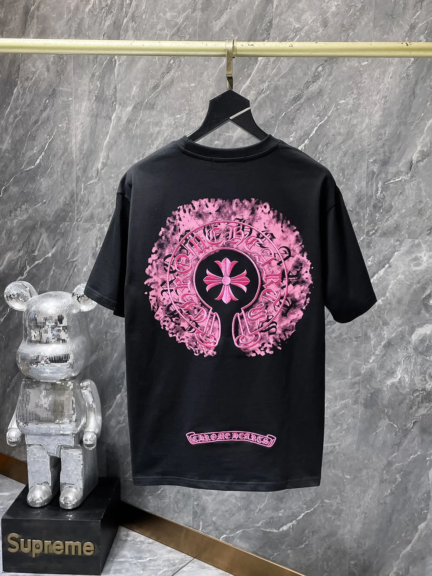P160 New for summer Chrome Hearts 25ss High-weight, environmentally friendly and high-quality top-grade fabric 260g~270g Color ghosting horseshoe cross embroidery splash-ink short sleeves Counter synchronization 1:1 replica version Recommended color: black white Size: S, M, L, XL